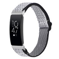 FitBit Inspire 2 &amp; Ace 3 Elastisches Solo-Schleifen-Nylonband - Schwarz/Wei&szlig;