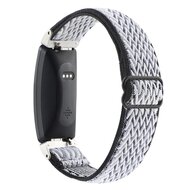 FitBit Inspire 2 &amp; Ace 3 Elastisches Solo-Schleifen-Nylonband - Schwarz/Wei&szlig;