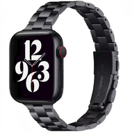 Slim Fit Gliederarmband aus Stahl - Schwarz - Geeignet f&uuml;r Apple Watch 44mm / 45mm / 46mm / 49mm