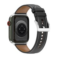 Luxuri&ouml;ses Lederarmband - Schwarz - Geeignet f&uuml;r Apple Watch 38mm / 40mm / 41mm / 42mm