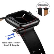 Lederarmband mit Doppelschlie&szlig;e - Schwarz mit schwarzer Schlie&szlig;e - Geeignet f&uuml;r Apple Watch 44mm / 45mm / 46mm / 49mm