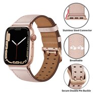 Lederarmband mit Doppelschlie&szlig;e - Pink - Geeignet f&uuml;r Apple Watch 44mm / 45mm / 46mm / 49mm