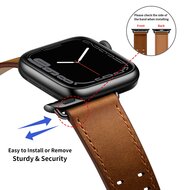 Lederarmband mit Doppelschlie&szlig;e - Braun mit schwarzer Schlie&szlig;e - Geeignet f&uuml;r Apple Watch 38mm / 40mm / 41mm / 42mm