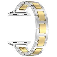 Schlankes Edelstahlband mit Schnellverschluss (small) - Silber mit Gold - Geeignet f&uuml;r Apple Watch 44mm / 45mm / 46mm / 49mm