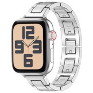 Schlankes Edelstahlband mit Schnellverschluss (small) - Silber - Geeignet f&uuml;r Apple Watch 38mm / 40mm / 41mm / 42mm