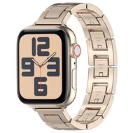Schlankes Edelstahlband mit Schnellverschluss (small) - Starlight - Geeignet f&uuml;r Apple Watch 38mm / 40mm / 41mm / 42mm