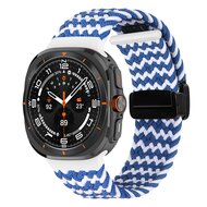 Geflochtenes Armband mit D-Schlie&szlig;e - Blau mit Wei&szlig; - Samsung Galaxy Watch Ultra 47mm