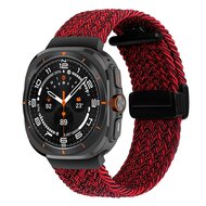 Geflochtenes Armband mit D-Schlie&szlig;e - Rot mit Schwarz - Samsung Galaxy Watch Ultra 47mm