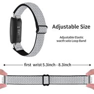 Fitbit Inspire 3 &ndash; Elastisches Solo Loop Nylonarmband - Schwarz/Wei&szlig;