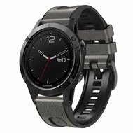 Leder + Silikonarmband - Grau - Garmin Epix Pro Gen 2 (51mm) / Quatix 7X / 6X &amp; Tactix 7 (pro)