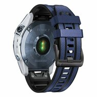 Leder + Silikonarmband - Blau - Garmin Approach S60 &amp; S62 / Instinct / Instinct 2 (Solar)
