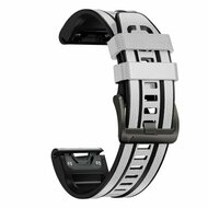 Leder + Silikonarmband - Wei&szlig; - Garmin Approach S60 &amp; S62 / Instinct / Instinct 2 (Solar)