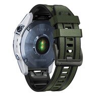 Leder + Silikonband - Gr&uuml;n - Garmin Fenix 7X / 6X / 5X