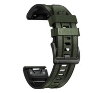 Leder + Silikonband - Gr&uuml;n - Garmin Fenix 7X / 6X / 5X