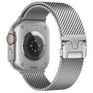Milanaise Loop Band mit Schnappverschluss - Silber - Geeignet f&uuml;r Apple Watch 44mm / 45mm / 46mm / 49mm