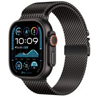 Milanaise Loop Band mit Schnappverschluss - Schwarz - Geeignet f&uuml;r Apple Watch 44mm / 45mm / 46mm / 49mm