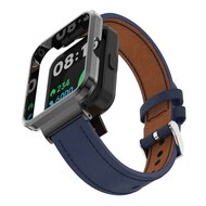 Lederarmband mit H&uuml;lle - Dunkelblau - Xiaomi Redmi Watch 2 (Lite)