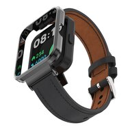 Lederarmband mit H&uuml;lle - Schwarz - Xiaomi Redmi Watch 2 (Lite)
