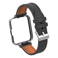 Lederarmband mit H&uuml;lle - Schwarz - Xiaomi Redmi Watch 2 (Lite)