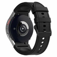 Leder + Silikonband - Gr&ouml;&szlig;e: gro&szlig; - Schwarz - Samsung Galaxy Watch 5 (Pro) - 40mm / 44mm / 45mm