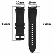 Leder + Silikonband - Gr&ouml;&szlig;e: gro&szlig; - Schwarz - Samsung Galaxy Watch 5 (Pro) - 40mm / 44mm / 45mm