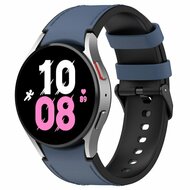 Leder + Silikonband - Gr&ouml;&szlig;e: klein - Dunkelblau - Samsung Galaxy Watch 5 (Pro) - 40mm / 44mm / 45mm
