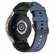 Leder + Silikonband - Gr&ouml;&szlig;e: gro&szlig; - Dunkelblau - Samsung Galaxy Watch 6 Classic - 47mm &amp; 43mm