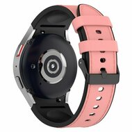 Leder + Silikonband - Gr&ouml;&szlig;e: gro&szlig; - Pink - Samsung Galaxy Watch 6 Classic - 47mm &amp; 43mm