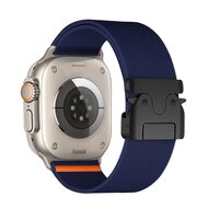 Nylonband mit Fallschirmverschluss - Dunkelblau - Geeignet f&uuml;r Apple Watch 44mm / 45mm / 46mm / 49mm