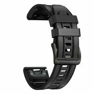 Leder + Silikonarmband - Dunkelgrau - Garmin Tactix 8 - 51mm
