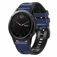 Leder + Silikonarmband - Blau - Garmin Tactix 8 - 51mm