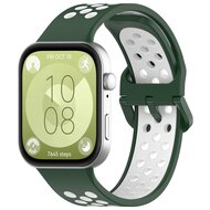 Zweifarbiges Silikonband - Gr&uuml;n mit Wei&szlig; - Huawei Watch Fit 3 / Fit 4
