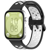 Zweifarbiges Silikonband - Schwarz mit Wei&szlig; - Huawei Watch Fit 3 / Fit 4