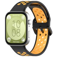 Zweifarbiges Silikonband - Schwarz mit Orange - Huawei Watch Fit 3 / Fit 4