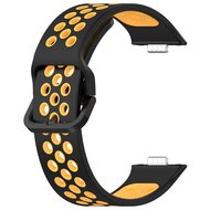 Zweifarbiges Silikonband - Schwarz mit Orange - Huawei Watch Fit 3 / Fit 4