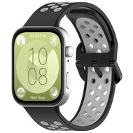 Zweifarbiges Silikonband - Schwarz mit Grau - Huawei Watch Fit 3 / Fit 4
