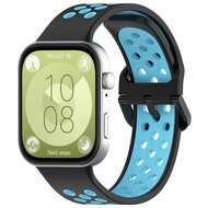 Zweifarbiges Silikonband - Schwarz mit Blau - Huawei Watch Fit 3 / Fit 4