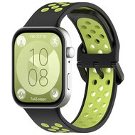 Zweifarbiges Silikonband - Schwarz mit Gr&uuml;n - Huawei Watch Fit 3 / Fit 4