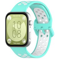 Zweifarbiges Silikonband - T&uuml;rkis mit Wei&szlig; - Huawei Watch Fit 3 / Fit 4