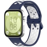 Zweifarbiges Silikonband - Dunkelblau mit Wei&szlig; - Huawei Watch Fit 3 / Fit 4