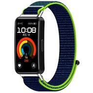 Sport Loop Nylonband - Dunkelblau mit Gr&uuml;n - Huawei Band 10 / 9 / 8