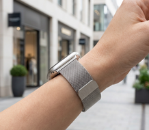 Milanaise Band - Polarstern / Starlight - Extra starker Magnet - Geeignet f&uuml;r Apple Watch 44mm / 45mm / 46mm / 49mm