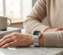 Milanaise Band - Silber - Extra starker Magnet - Geeignet f&uuml;r Apple Watch 44mm / 45mm / 46mm / 49mm