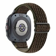 Elastisches Solo Loop Nylonarmband - Braun mit dunkelgr&uuml;n - Samsung Galaxy Watch 8 Classic - 46mm
