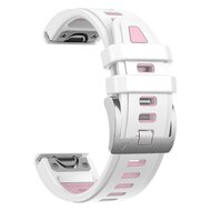 Silikonarmband - Wei&szlig; mit rosa - Garmin Fenix 8 - 43mm