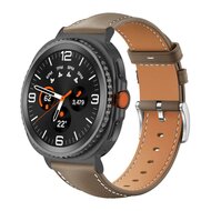 Lederarmband mit schwarzem Anschluss - Graubraun - Samsung Galaxy Watch 8 - 40mm / 44mm