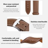 Lederarmband mit schwarzem Anschluss - Creme Wei&szlig; - Samsung Galaxy Watch 8 - 40mm / 44mm