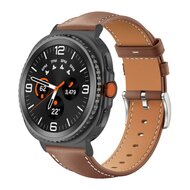 Lederarmband mit schwarzem Anschluss - Braun - Samsung Galaxy Watch 8 - 40mm / 44mm