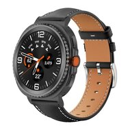 Lederarmband mit schwarzem Anschluss - Schwarz - Samsung Galaxy Watch 8 - 40mm / 44mm