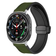 Leder- und Silikonarmband - Gr&uuml;n - Samsung Galaxy Watch 8 Classic - 46mm